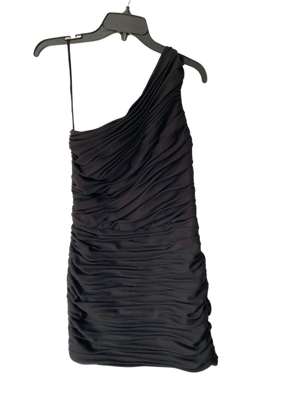 Maje Black One-Shoulder Ruched Mini Dress size 36 US Small Cocktail Party